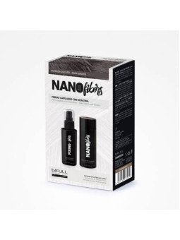 Nano fibers marrón oscuro Bifull, fibras capilares con keratina, incluye spray fijación fuerte 100ml + 25gr