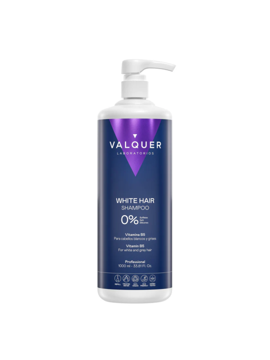 Champú cabello Blanco y Gris Valquer - 0% Sin Sulfatos 1000ml vitamina B5 nueva imagen WHITE AND GREY HAIR SHAMPOO