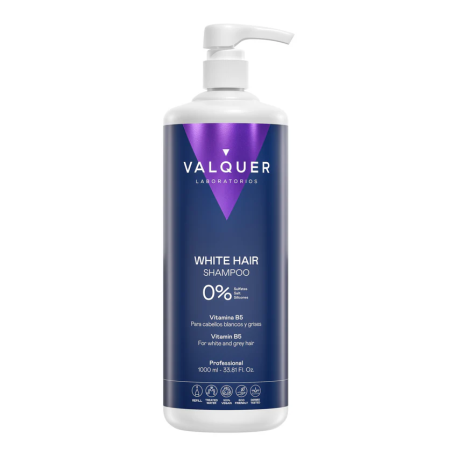 Champú cabello Blanco y Gris Valquer - 0% Sin Sulfatos 1000ml vitamina B5 nueva imagen WHITE AND GREY HAIR SHAMPOO