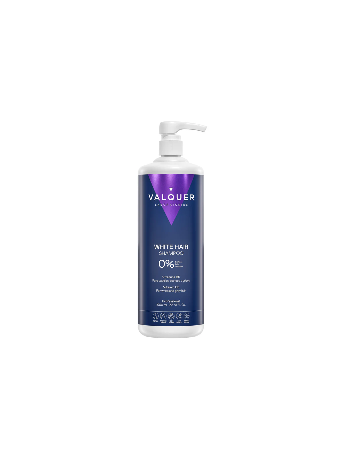 Champú cabello Blanco y Gris Valquer - 0% Sin Sulfatos 1000ml vitamina B5 nueva imagen WHITE AND GREY HAIR SHAMPOO