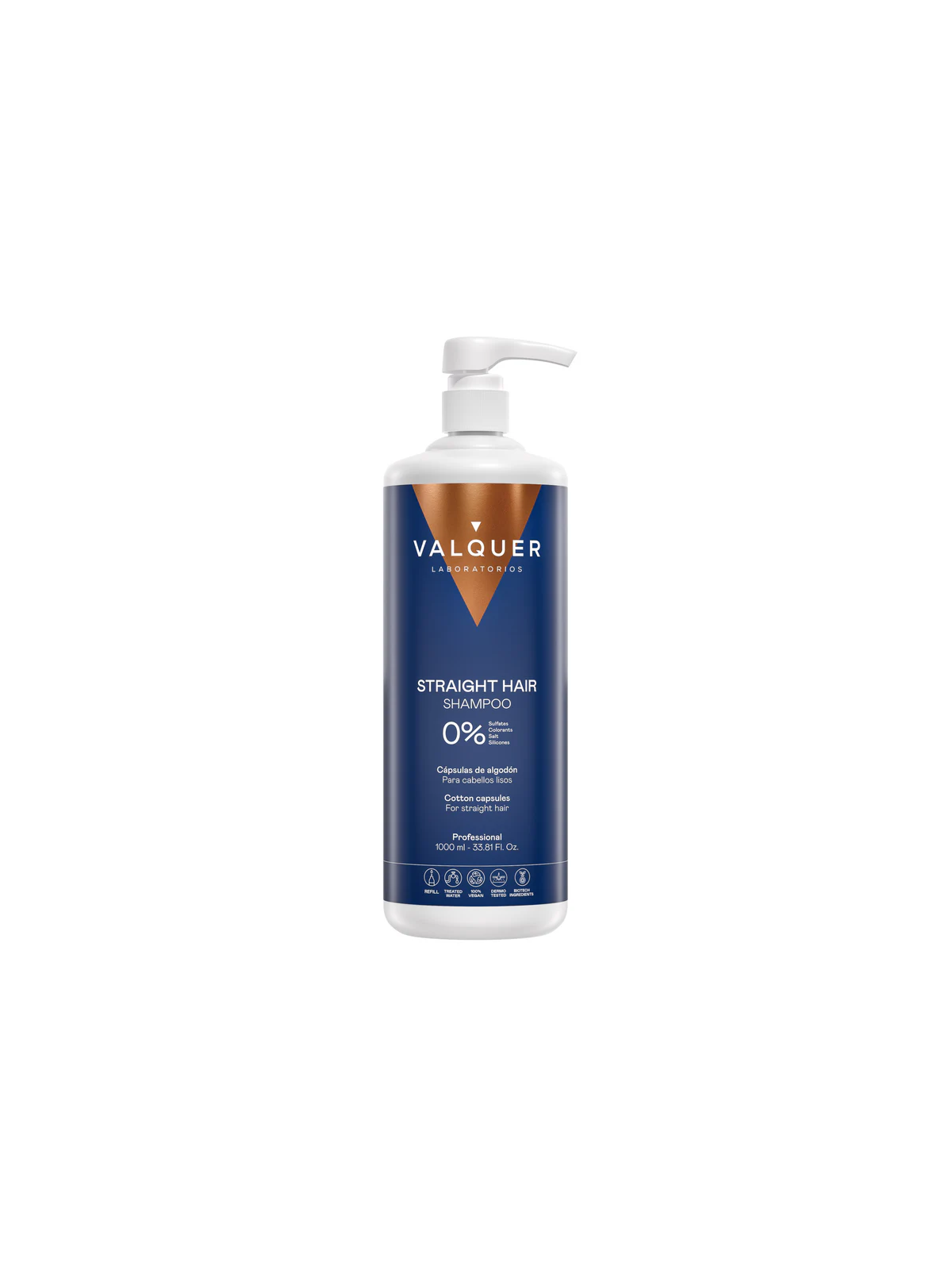 Champú para pelo liso Valquer- 0% Sin sulfatos ni sal 1000ml STRAIGTH HAIR SHAMPOO Capsulas de algodon para cabellos lisos
