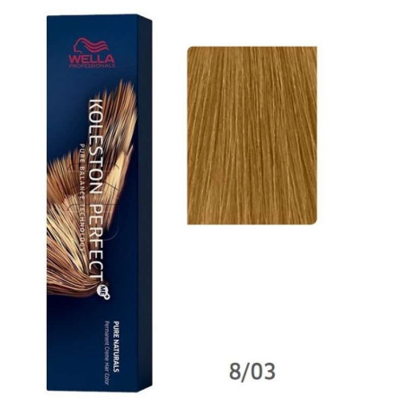 Tinte wella 8/03 koleston Perfect ME rubio claro natural dorado
