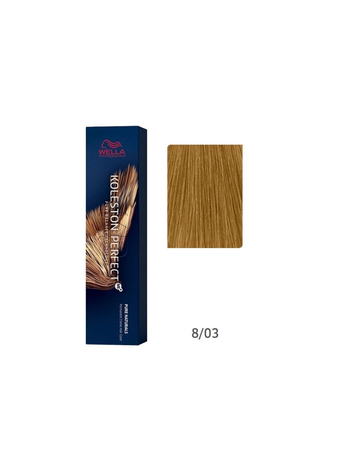 Tinte wella 8/03 koleston Perfect ME rubio claro natural dorado