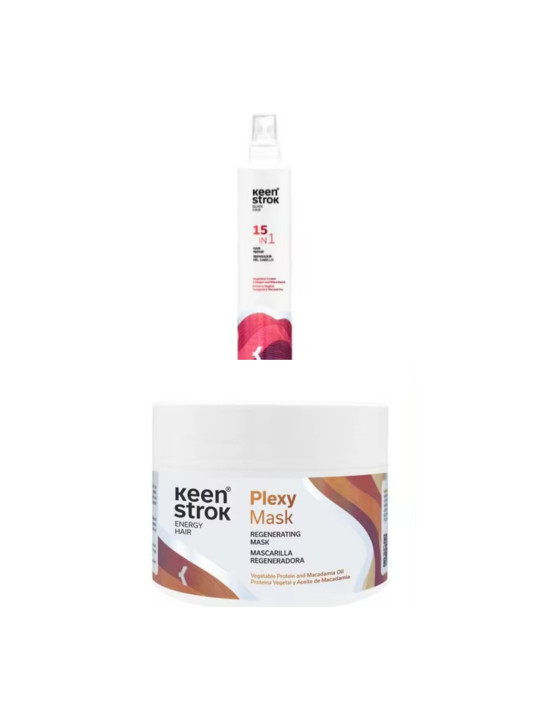 pack reparador keen strok compuesto por mascarilla plexy y acondicionador 15 en 1