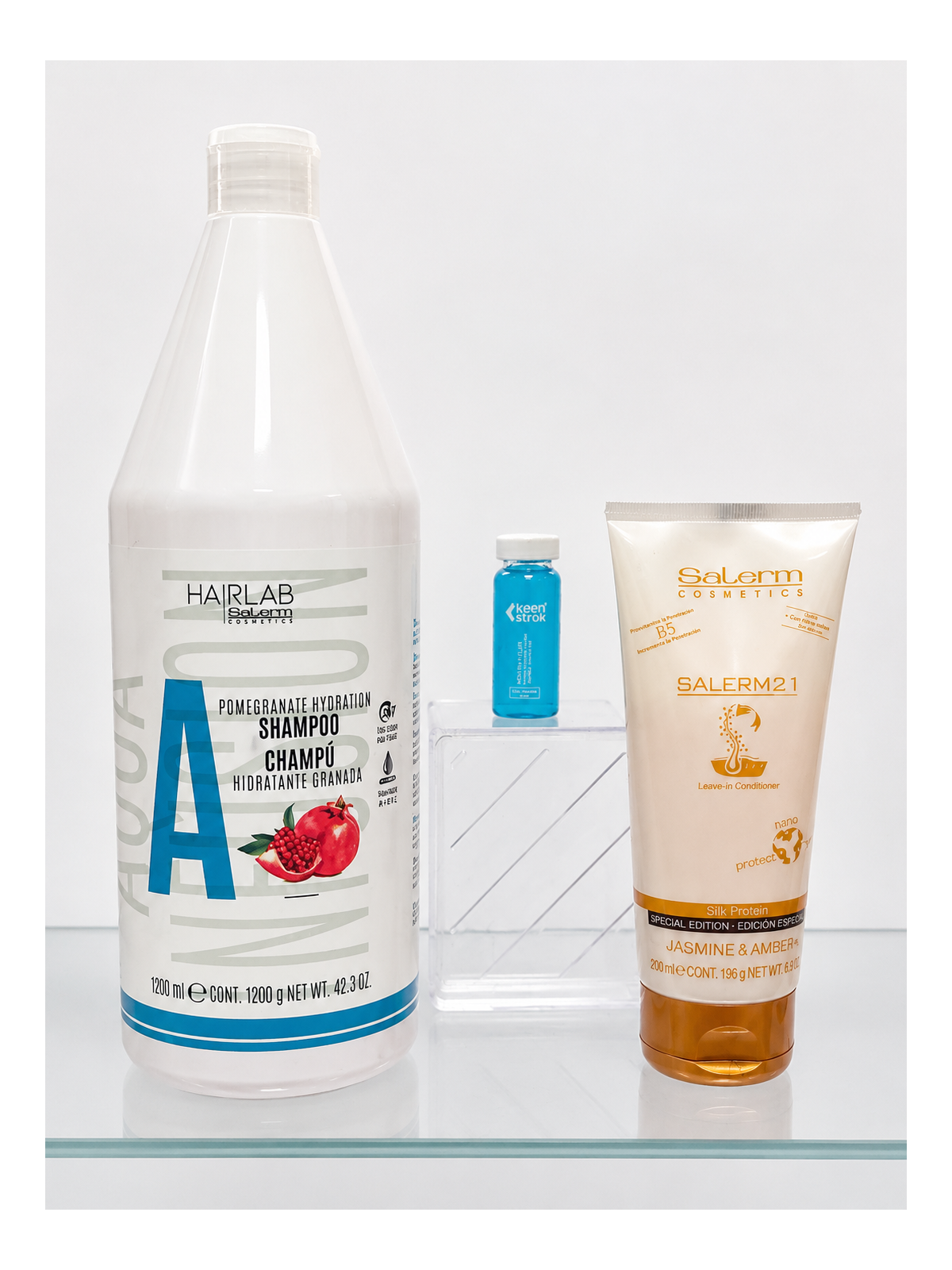 pack duna compuesto por champu hidratante salerm 1.200 ml, salerm21 de jazmin y ampolla keen strok filler