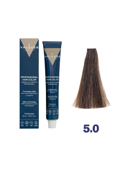 Valquer Laboratorios - Tinte Capilar 5.0 Castaño Medio con Arginina y Vplex 60ml