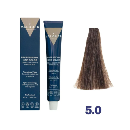 Valquer Laboratorios - Tinte Capilar 5.0 Castaño Medio con Arginina y Vplex 60ml