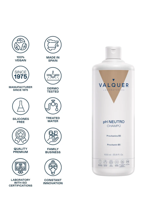 Valquer Laboratorios Champú Valquer Neutro 1000 Ml con Pro-vitamina B5 - Cabello Revitalizado