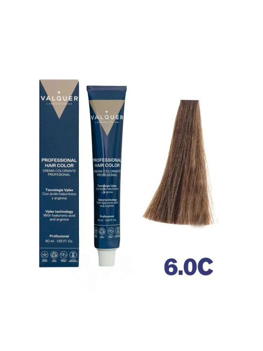 Valquer Laboratorios - Tinte Capilar 6.0 C Rubio Oscuro Frío 60 Ml - Arginina y Vplex