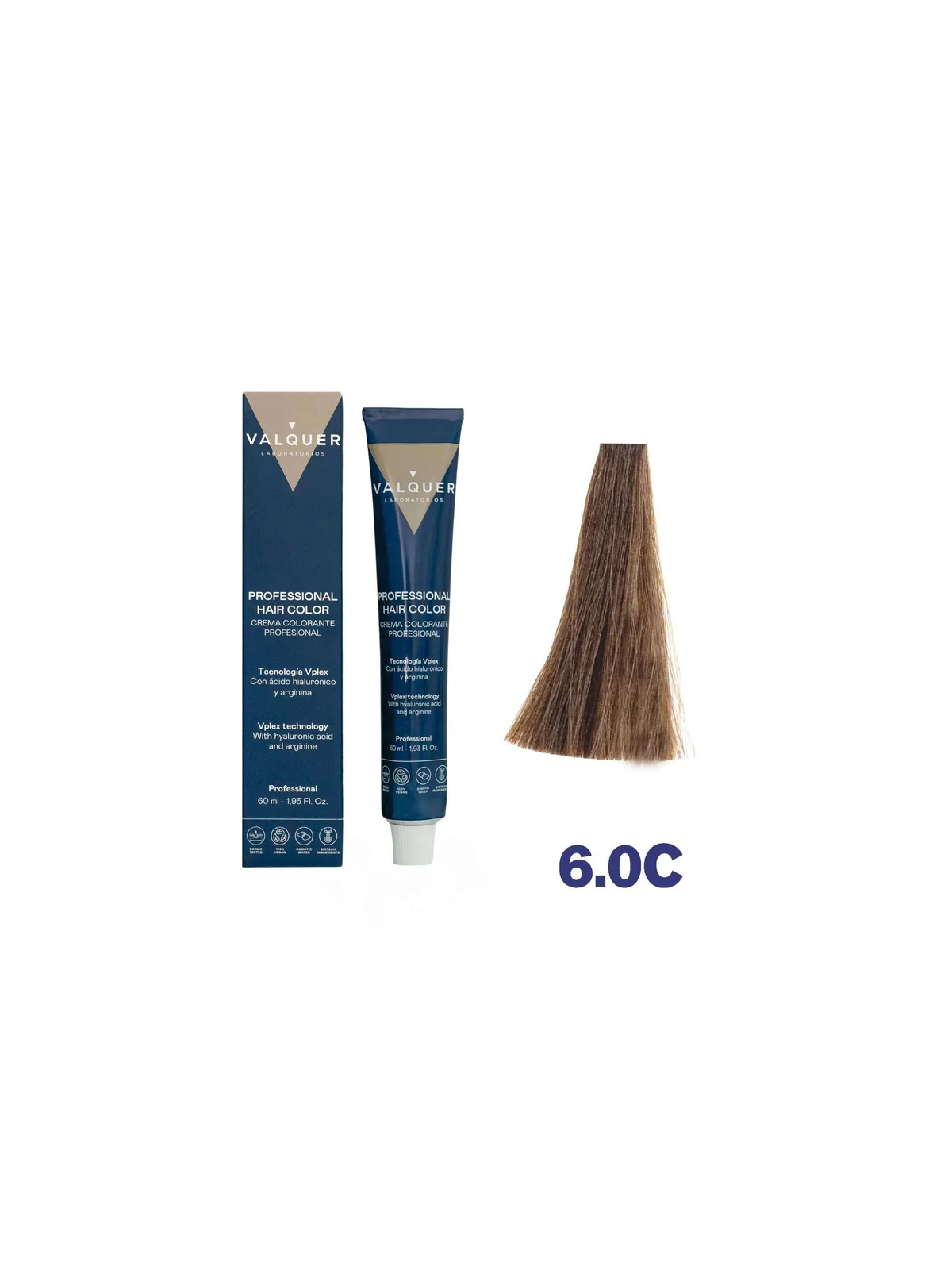 Valquer Laboratorios - Tinte Capilar 6.0 C Rubio Oscuro Frío 60 Ml - Arginina y Vplex
