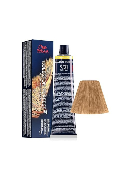 Tinte wella 9/31 koleston Perfect ME rubio muy claro dorado ceniza