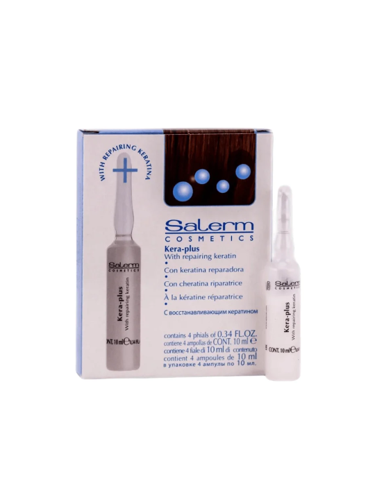 Salerm Cosmetics - Keratina Térmica Keraplus - Caja 4 Ampollas 13 Ml