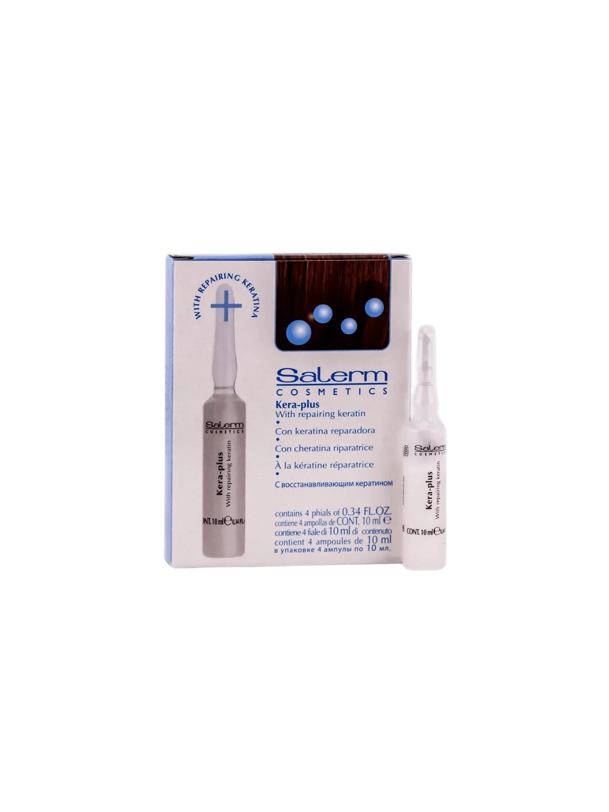 Salerm Cosmetics - Keratina Térmica Keraplus - Caja 4 Ampollas 13 Ml